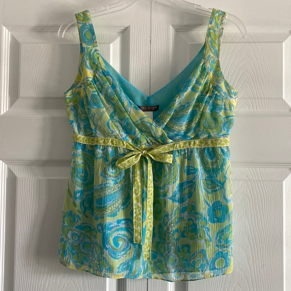 Sigrid Olsen Silk Floral Print Sleeveless Blouse - Size 4